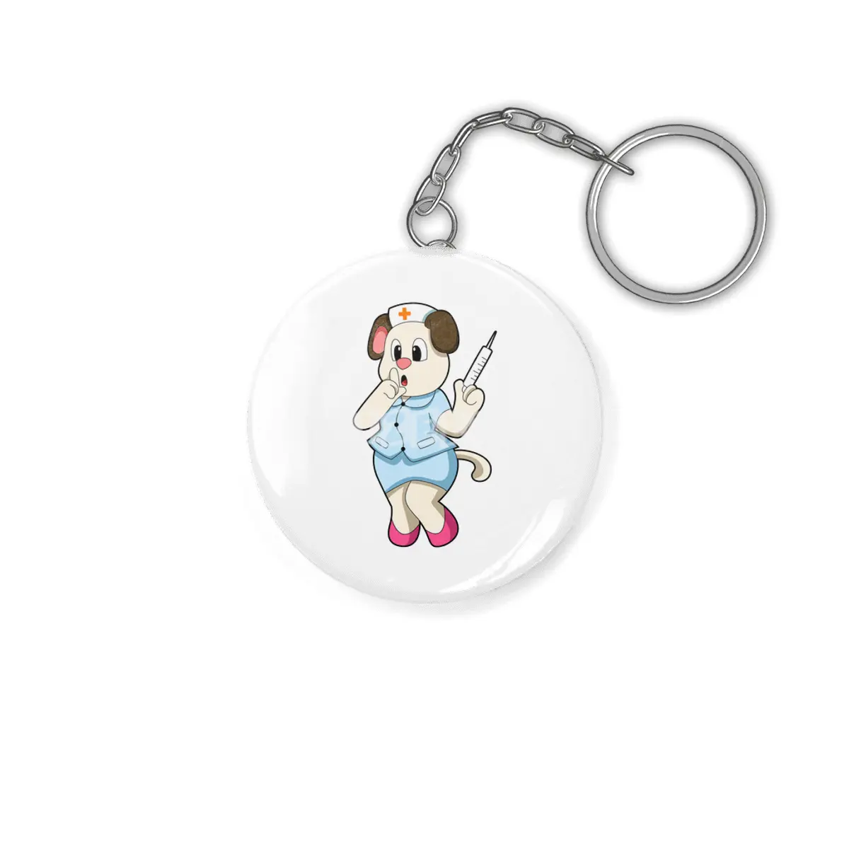Dog as Nurse with Syringe Anahtarlık