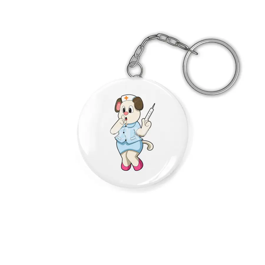 Dog as Nurse with Syringe Anahtarlık