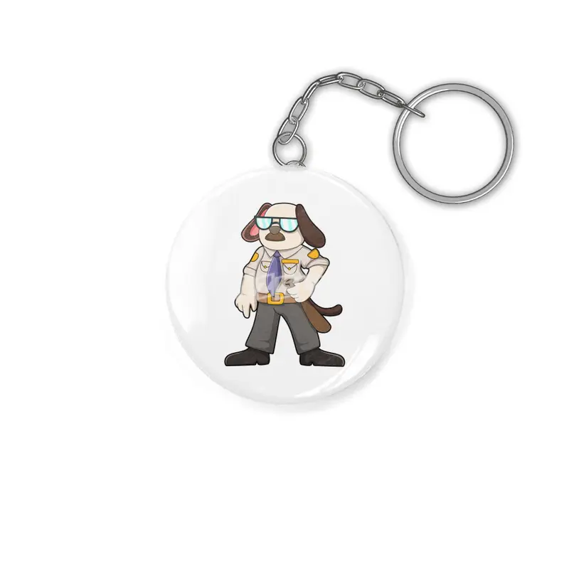 Dog as Police officer with Baton & Sunglasses Anahtarlık
