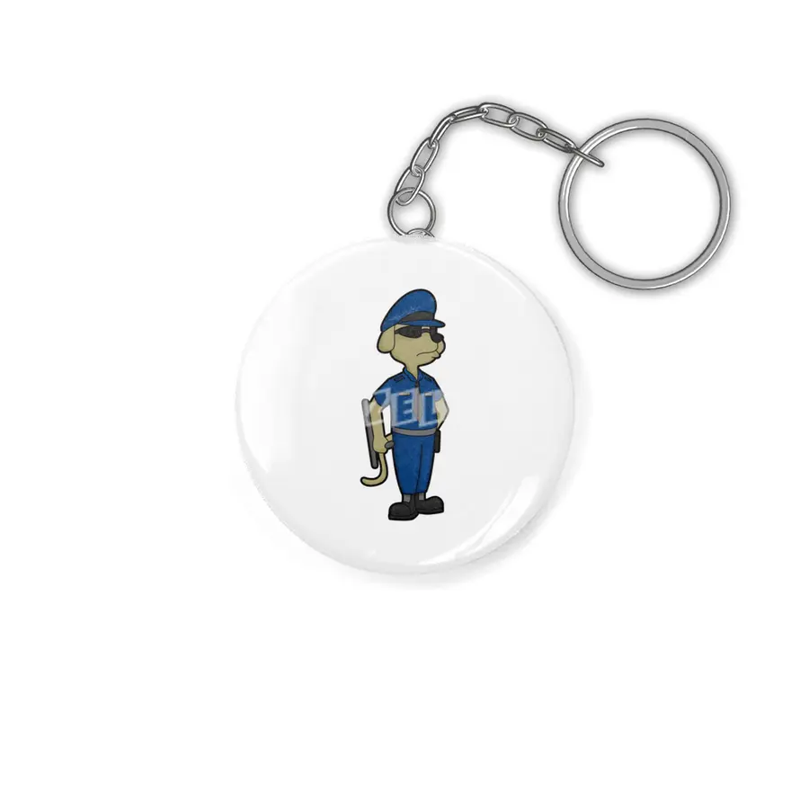 Dog as Police officer with Baton & Sunglasses Anahtarlık