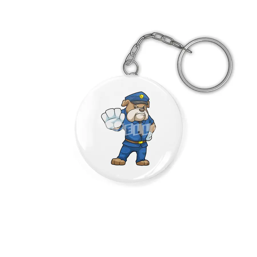 Dog as Police officer with Police uniform Anahtarlık