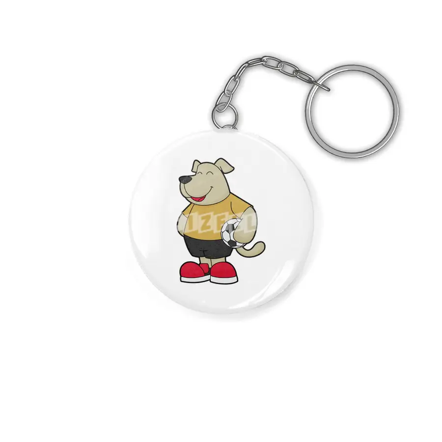 Dog as Soccer player with Soccer ball Anahtarlık