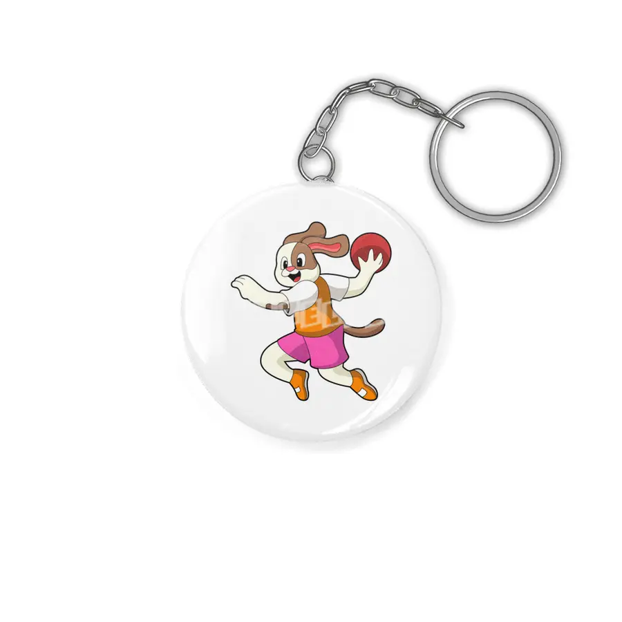 Dog at Handball player with Handball Anahtarlık