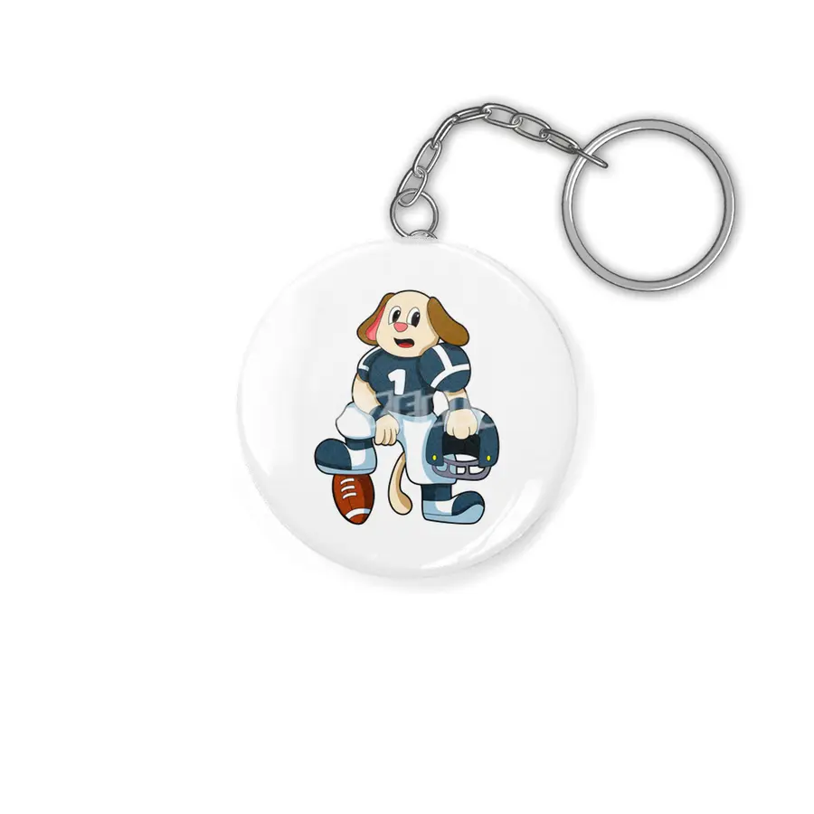 Dog at Sports with Football & Jersey Anahtarlık