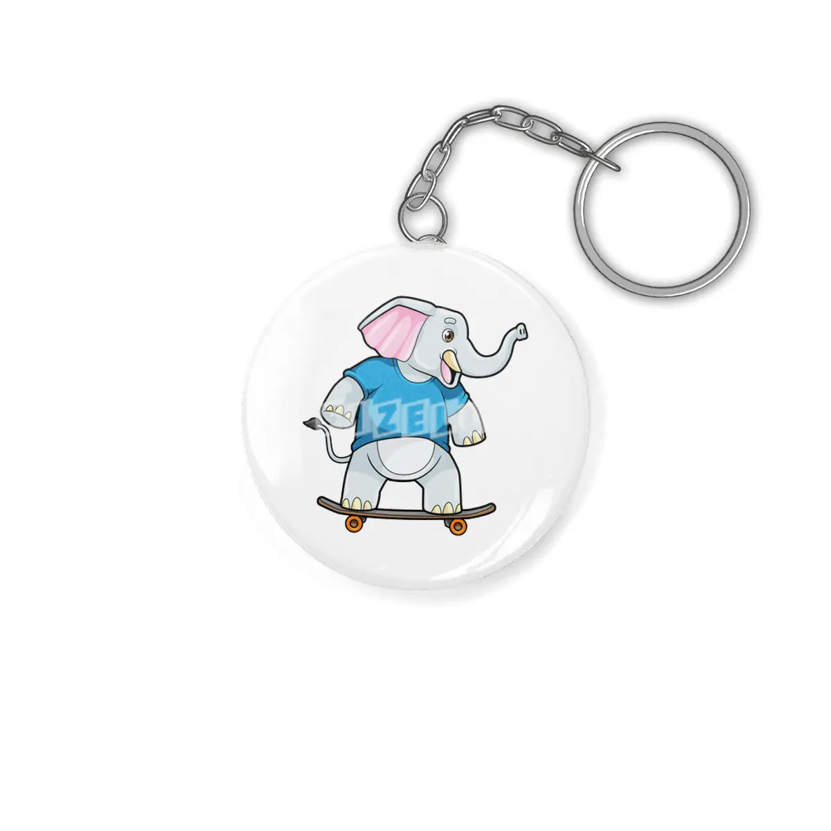 Elephant as Skater with Skateboard Anahtarlık