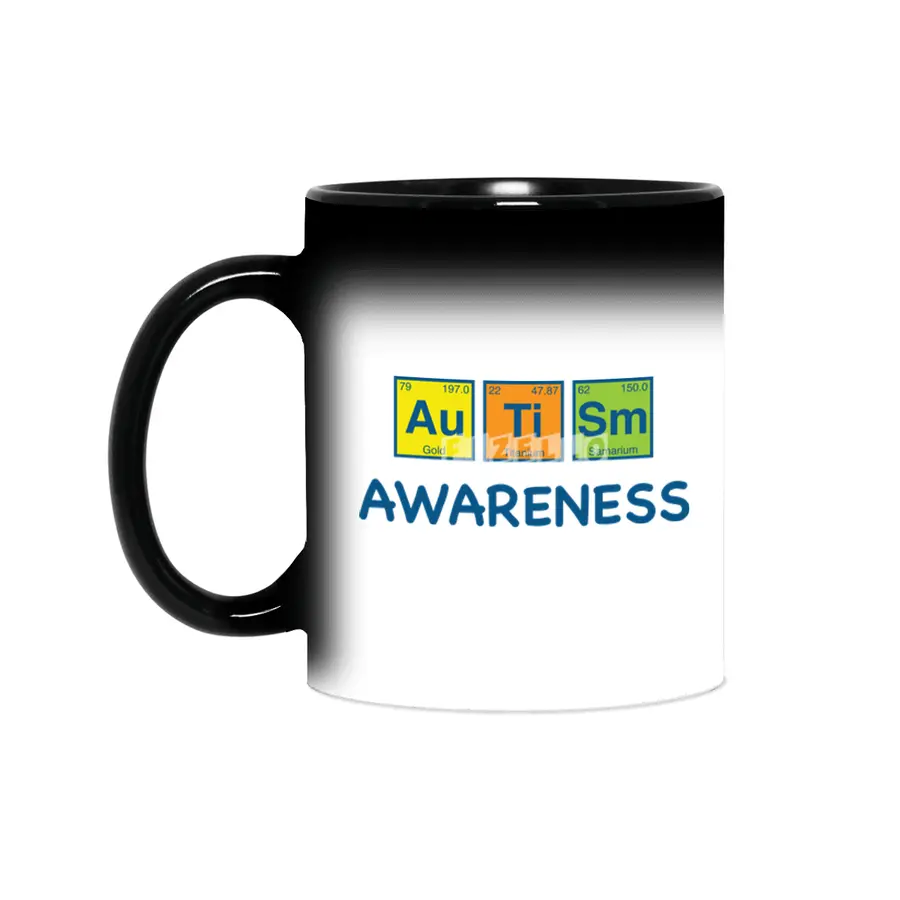 Autism Awareness Light Color Periodic Table Elements Theme for Teachers, Students and Parents Sihirli Kupa