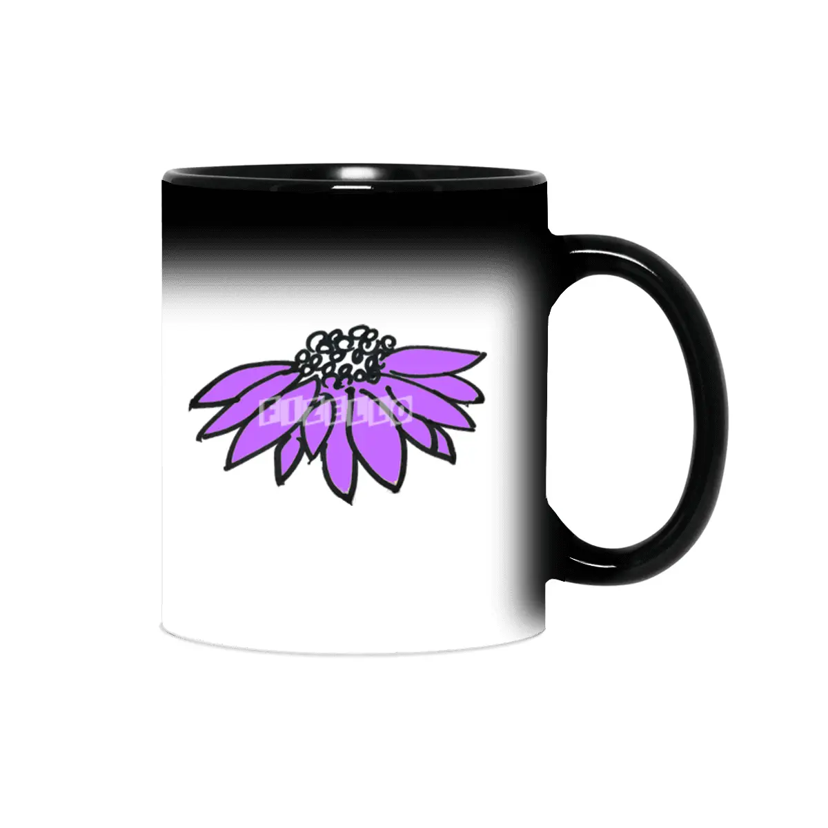 Purple Sketched Flower Sihirli Kupa