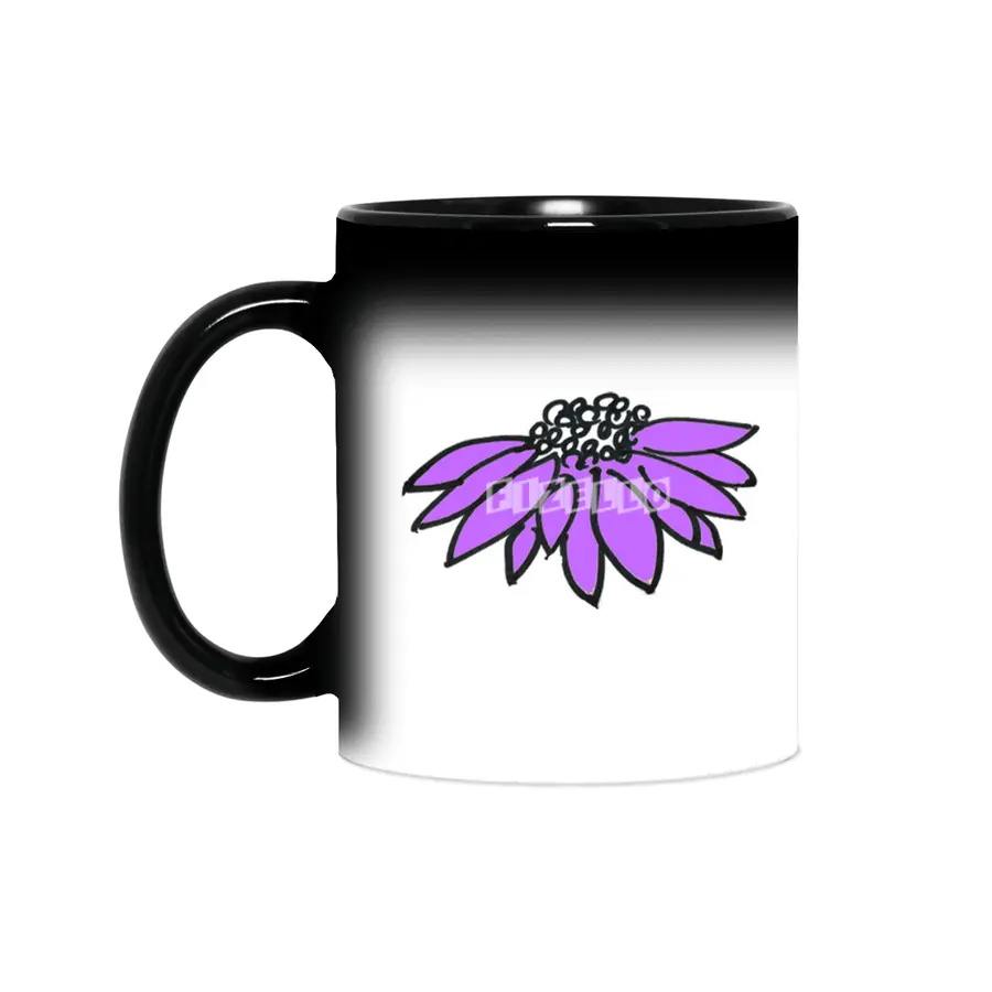 Purple Sketched Flower Sihirli Kupa