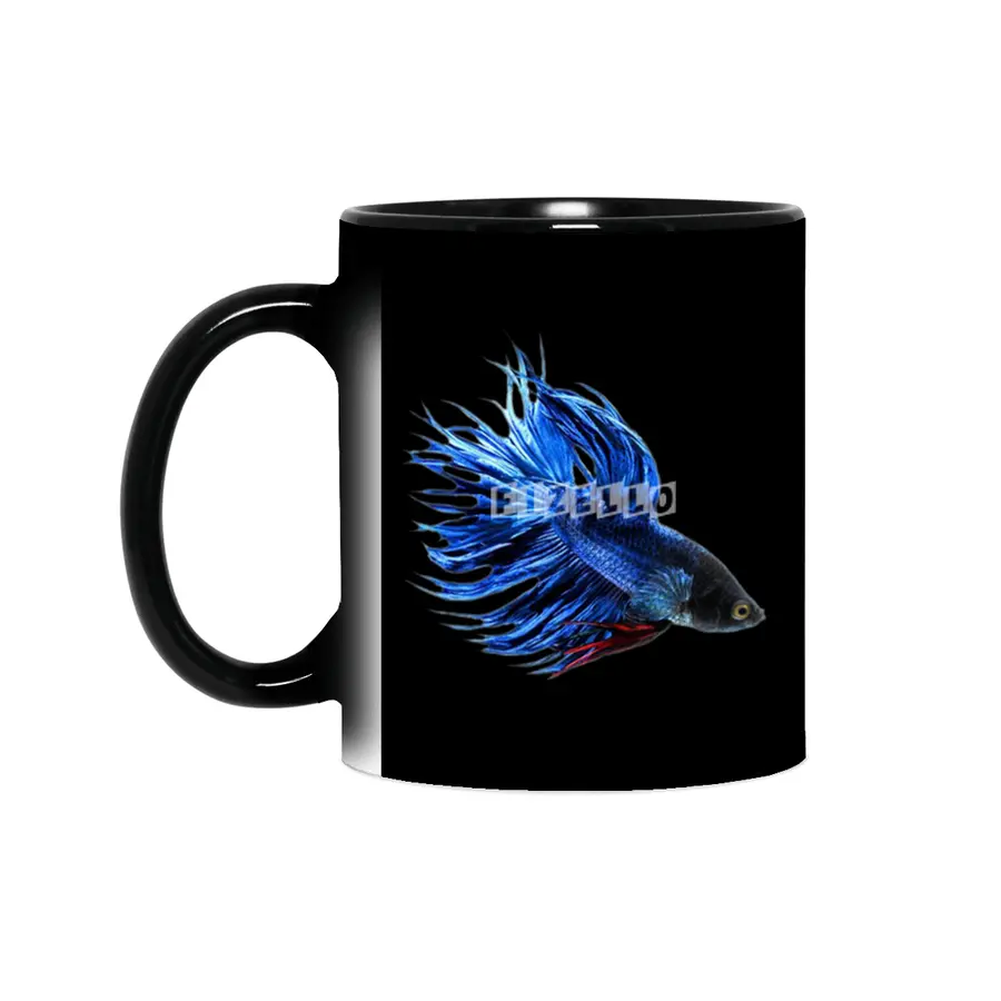 Royal Blue and Red Betta Fish Crowntail Male Swimming Beautiful Colors Sihirli Kupa