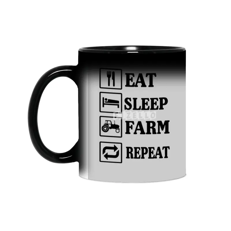 Eat Sleep Farm Repeat Logo Sihirli Kupa