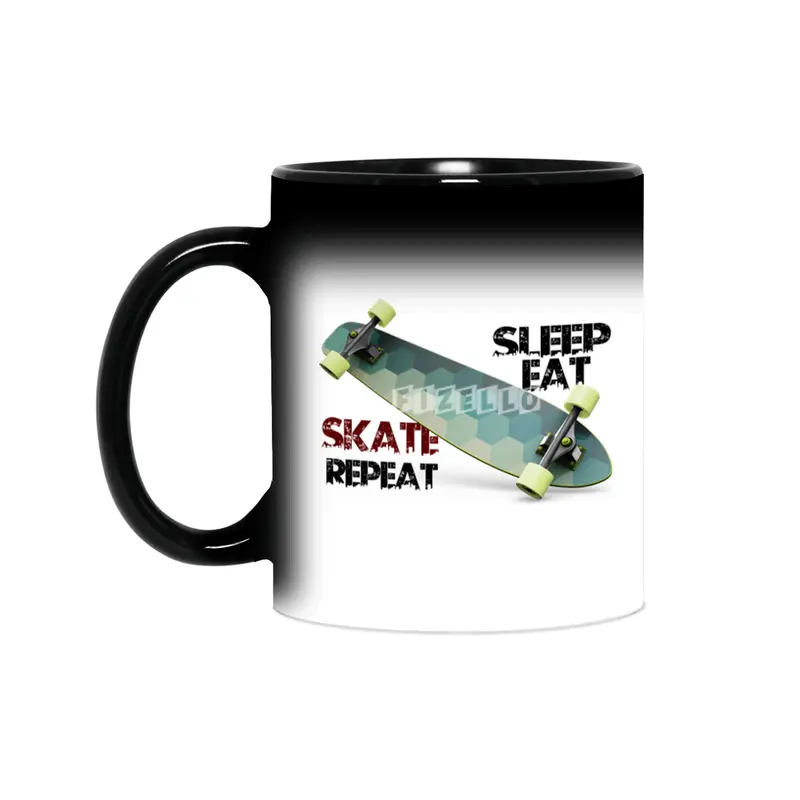 eat sleep skate repeat,skateboard T-shirt Sihirli Kupa