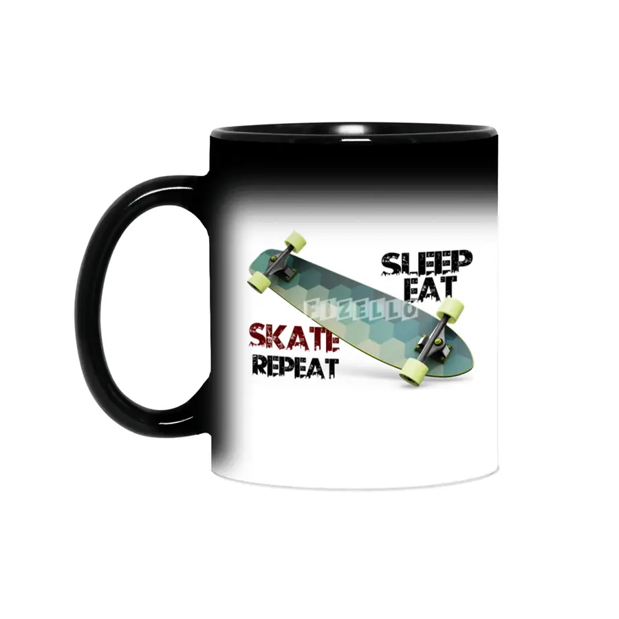 eat sleep skate repeat,skateboard T-shirt Sihirli Kupa