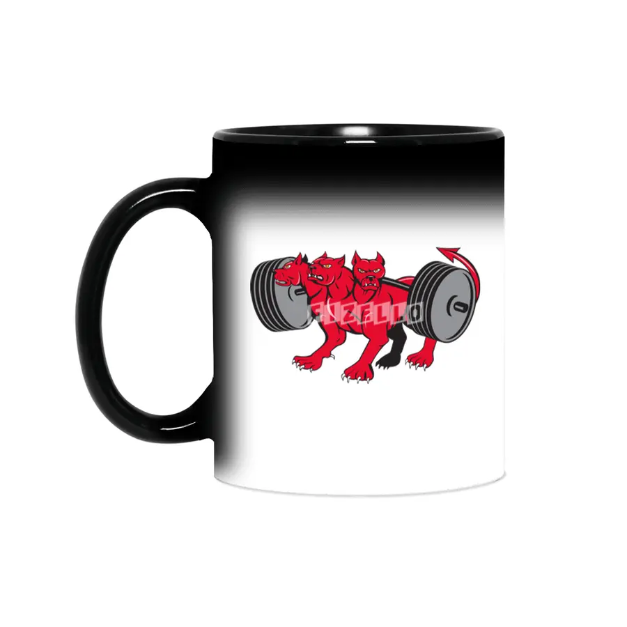 Cerberus Multi-headed Dog Hellhound Powerlifting Barbell Cartoon Sihirli Kupa