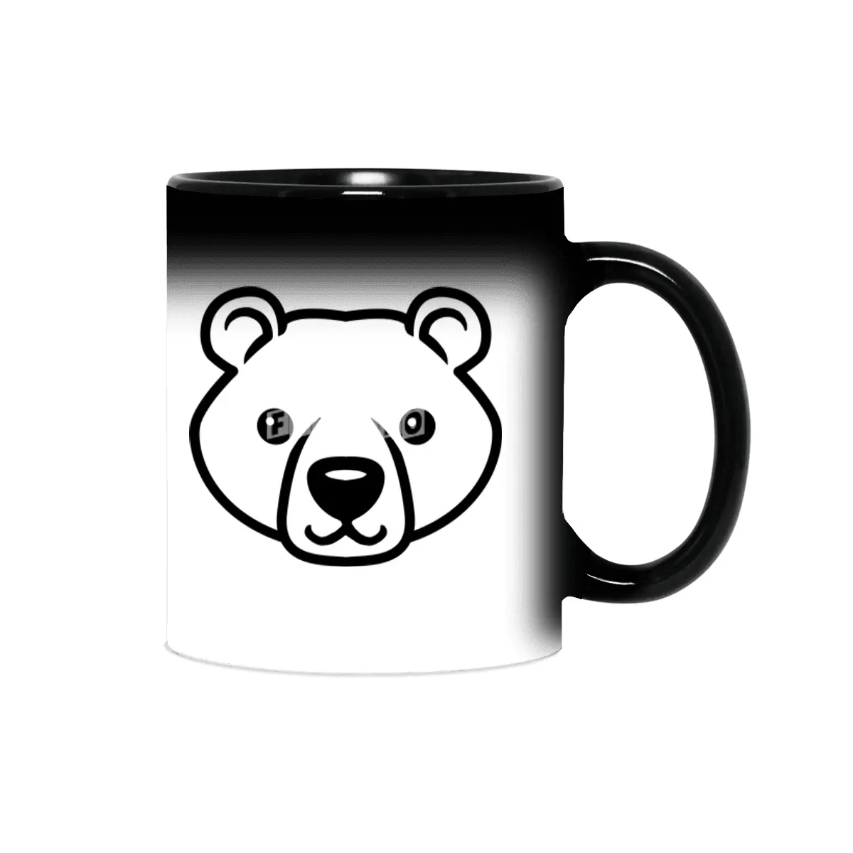 Bear Black and White Minimalist Pictogram Sihirli Kupa