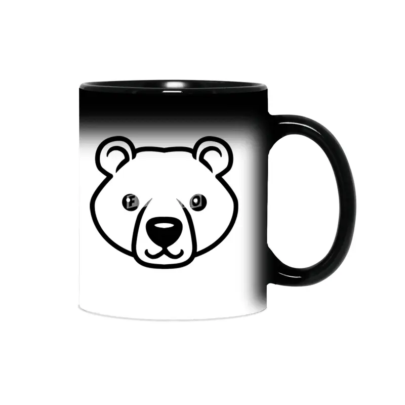 Bear Black and White Minimalist Pictogram Sihirli Kupa