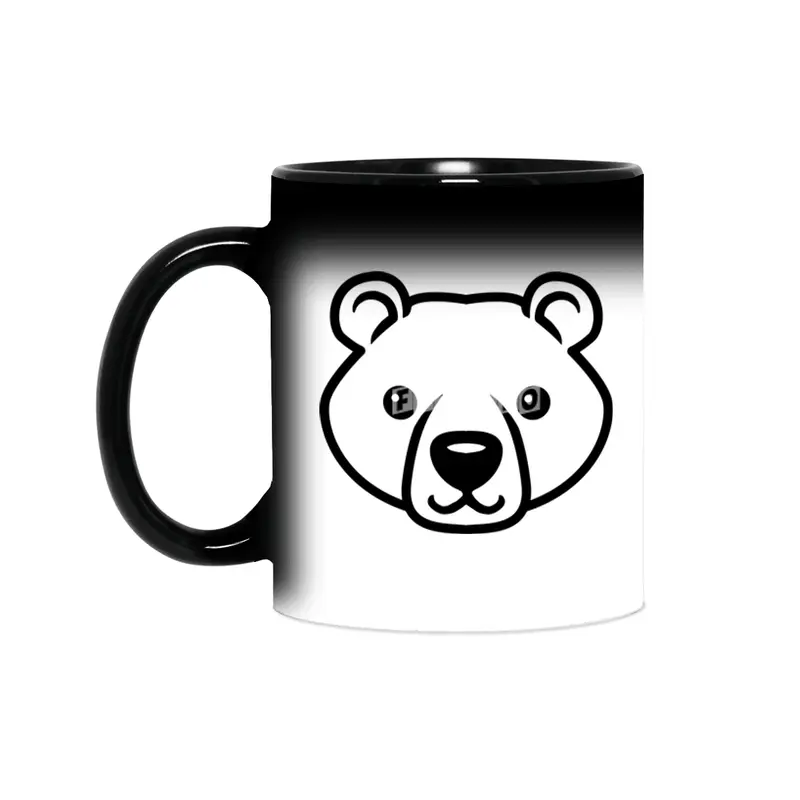 Bear Black and White Minimalist Pictogram Sihirli Kupa
