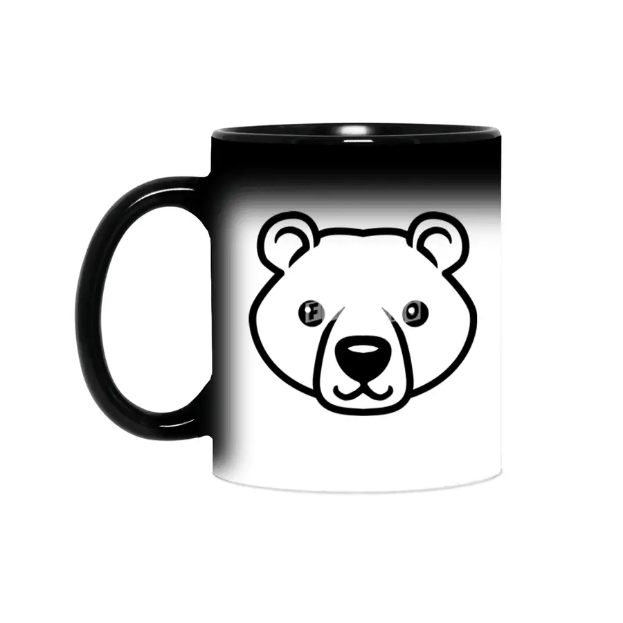 Bear Black and White Minimalist Pictogram Sihirli Kupa