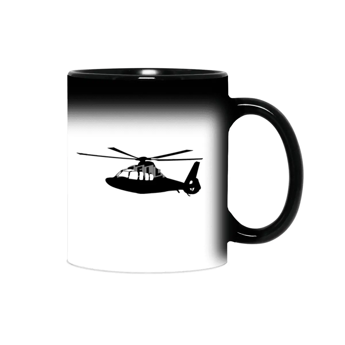 Black Helicopter Flying Silhouette Sihirli Kupa