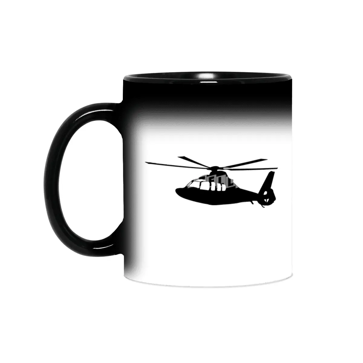 Black Helicopter Flying Silhouette Sihirli Kupa