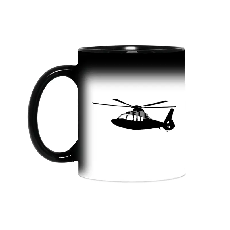 Black Helicopter Flying Silhouette Sihirli Kupa