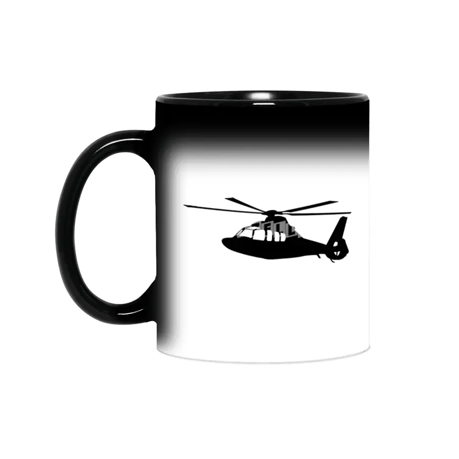 Black Helicopter Flying Silhouette Sihirli Kupa