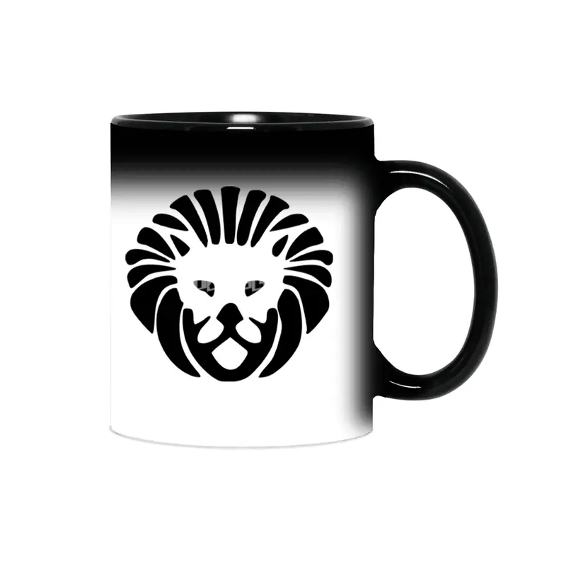 Black Lion Face Logo Sihirli Kupa