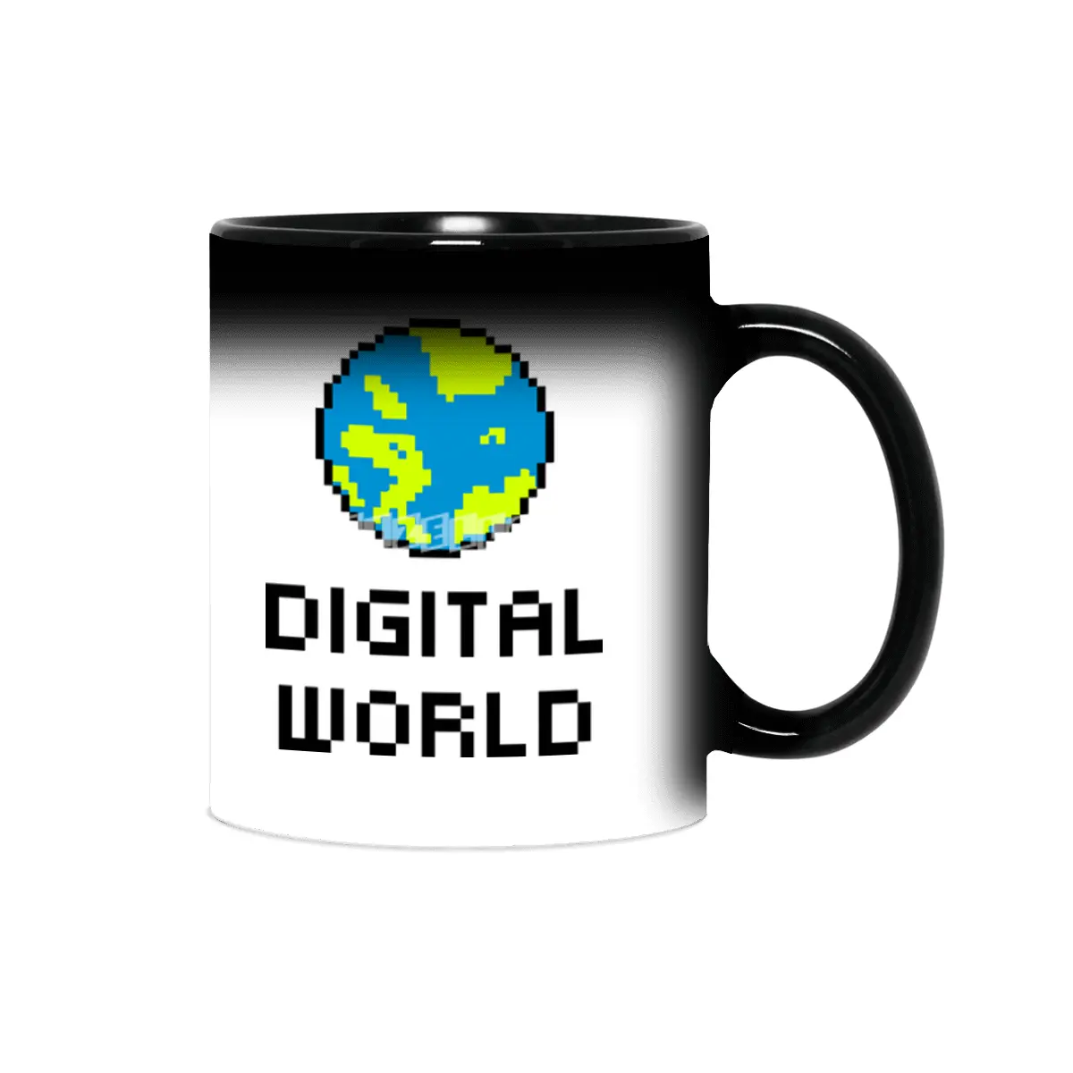 Digital World (8Bit Pixel Earth Logo) Art Sihirli Kupa
