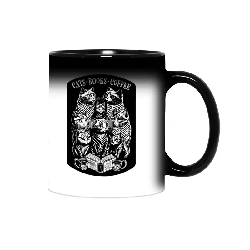 Cats Books Coffee Funny Bookish Cat Lover Sihirli Kupa