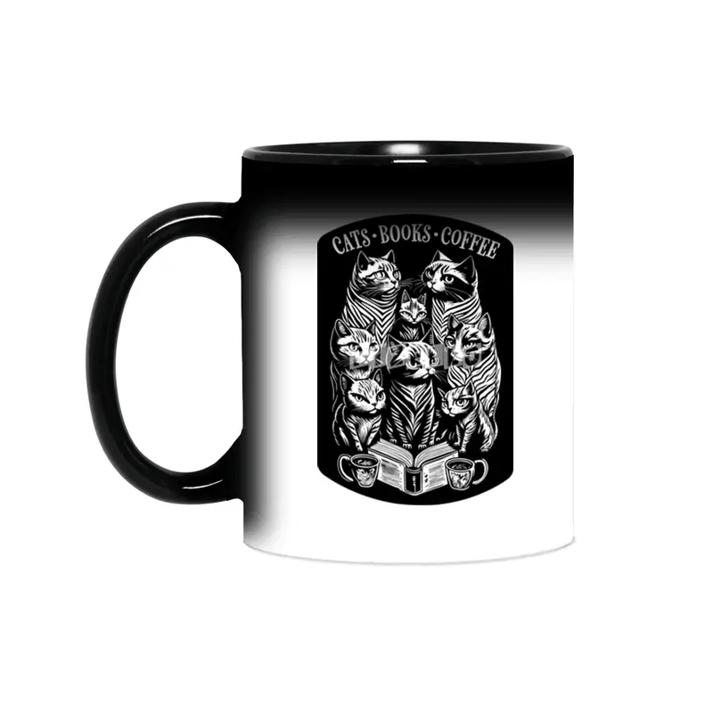 Cats Books Coffee Funny Bookish Cat Lover Sihirli Kupa