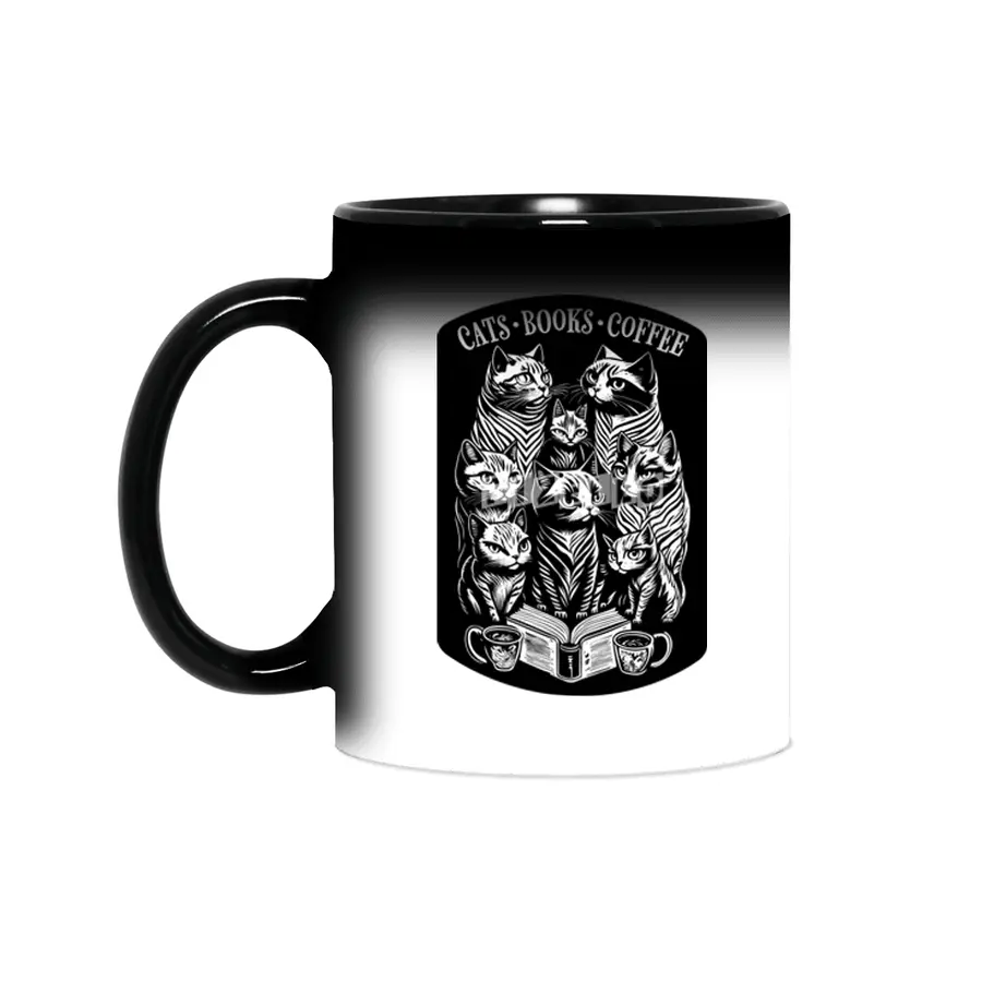 Cats Books Coffee Funny Bookish Cat Lover Sihirli Kupa