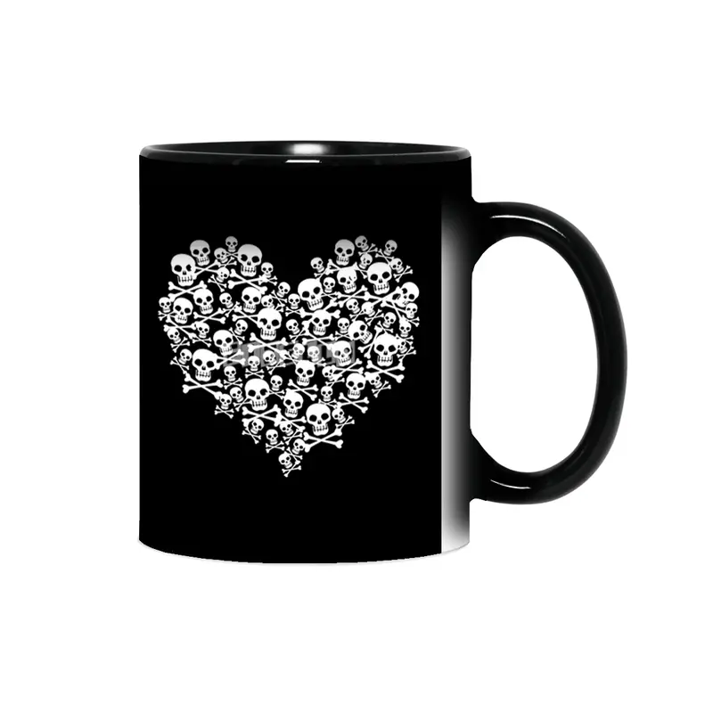Gothic Skull Heart T-shirt Sihirli Kupa