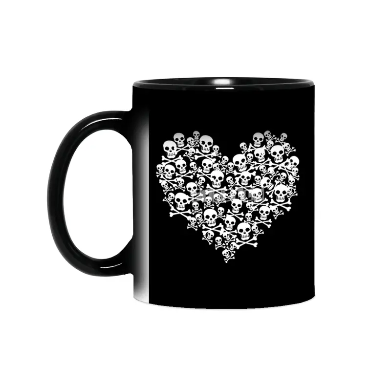 Gothic Skull Heart T-shirt Sihirli Kupa