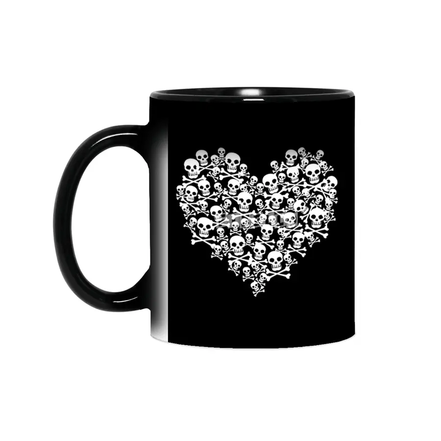 Gothic Skull Heart T-shirt Sihirli Kupa