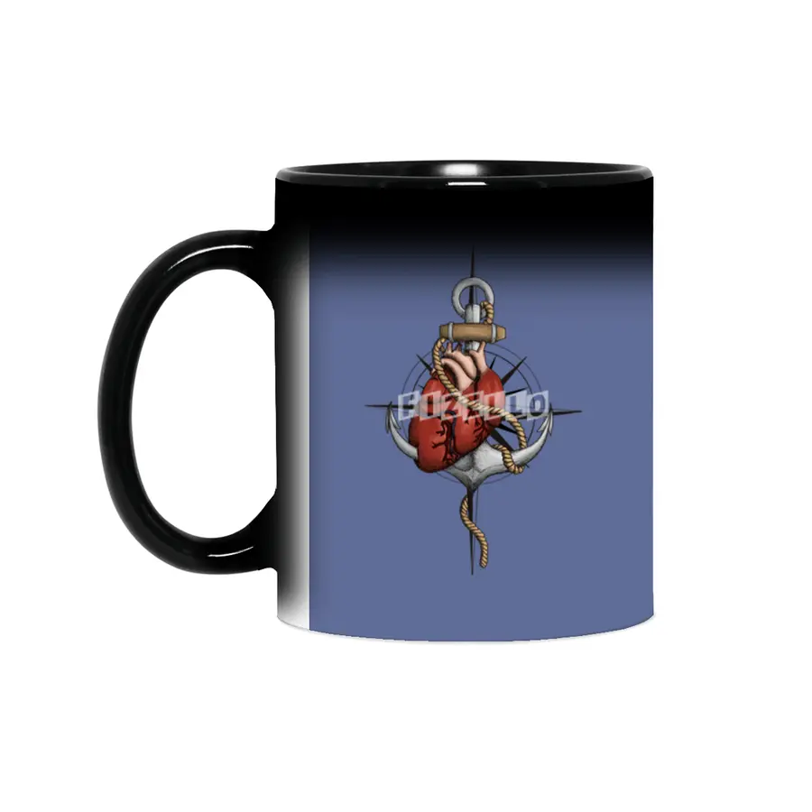 Love and Sea (anchor with heart and compass) Sihirli Kupa