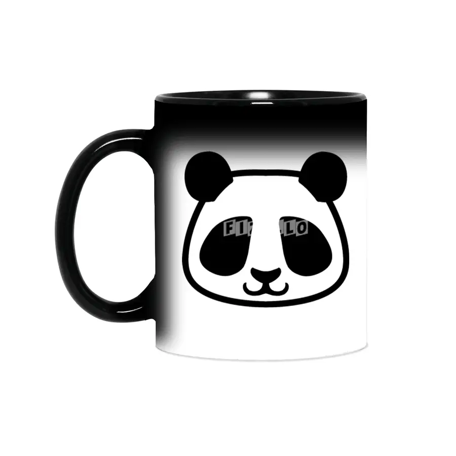 Panda Black and White Minimalist Pictogram Sihirli Kupa