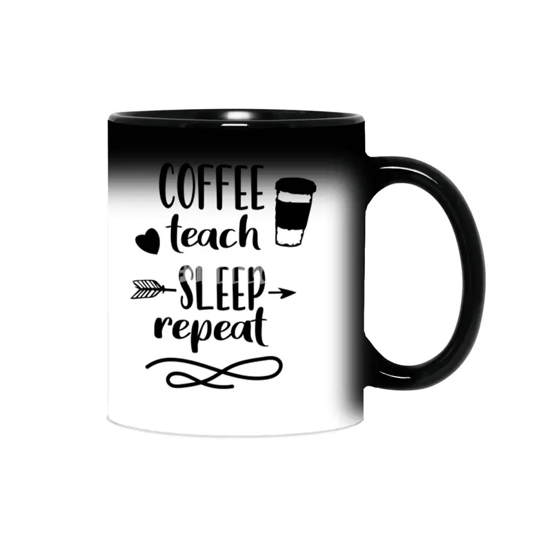 Coffee Teach Sleep Repeat Teacher Shirt For Men Women Funny Sihirli Kupa