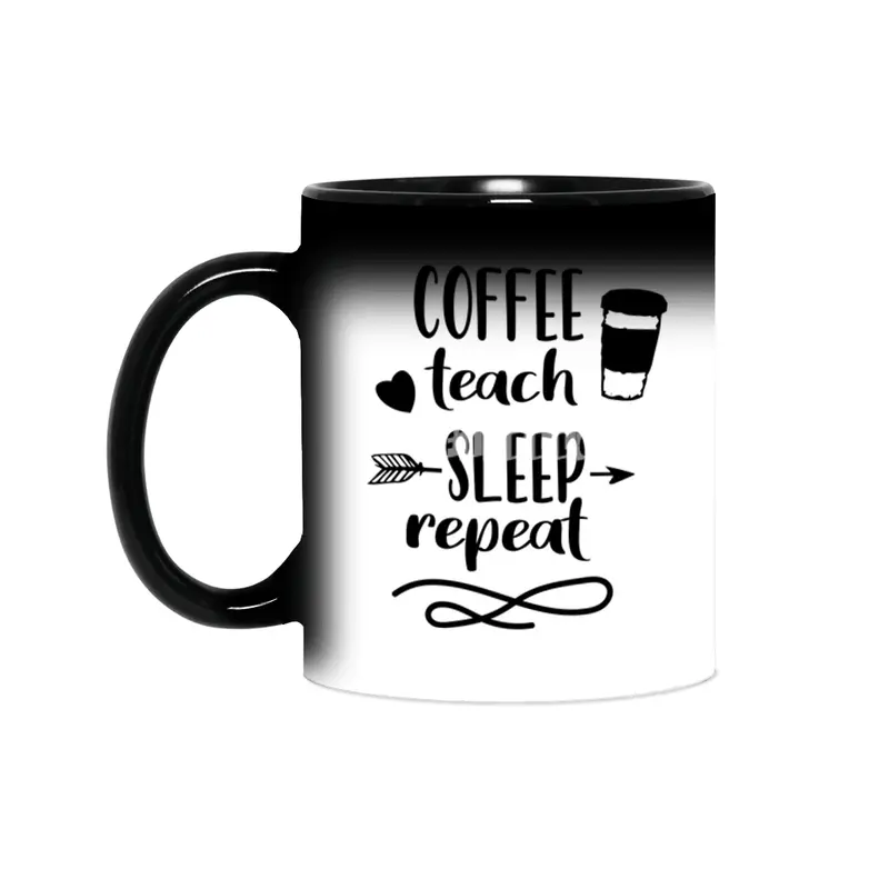 Coffee Teach Sleep Repeat Teacher Shirt For Men Women Funny Sihirli Kupa