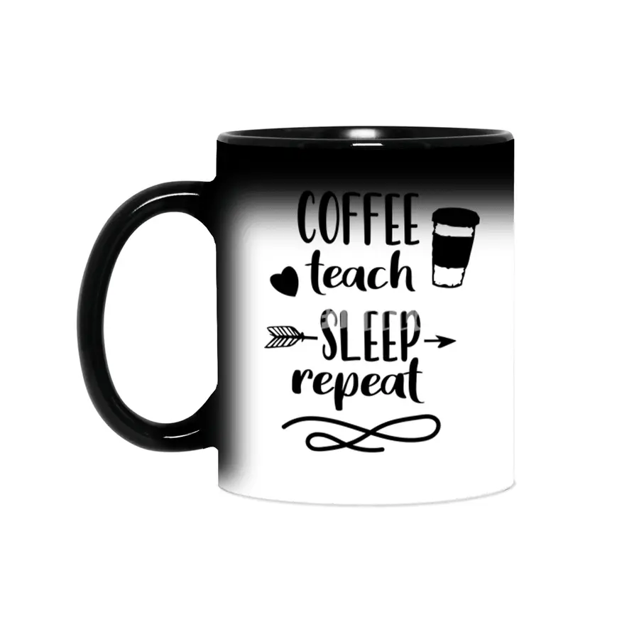Coffee Teach Sleep Repeat Teacher Shirt For Men Women Funny Sihirli Kupa