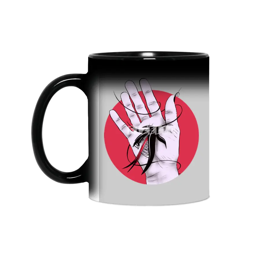 Creepy Gothic Hand Biting Flower Monster Weird Art Sihirli Kupa