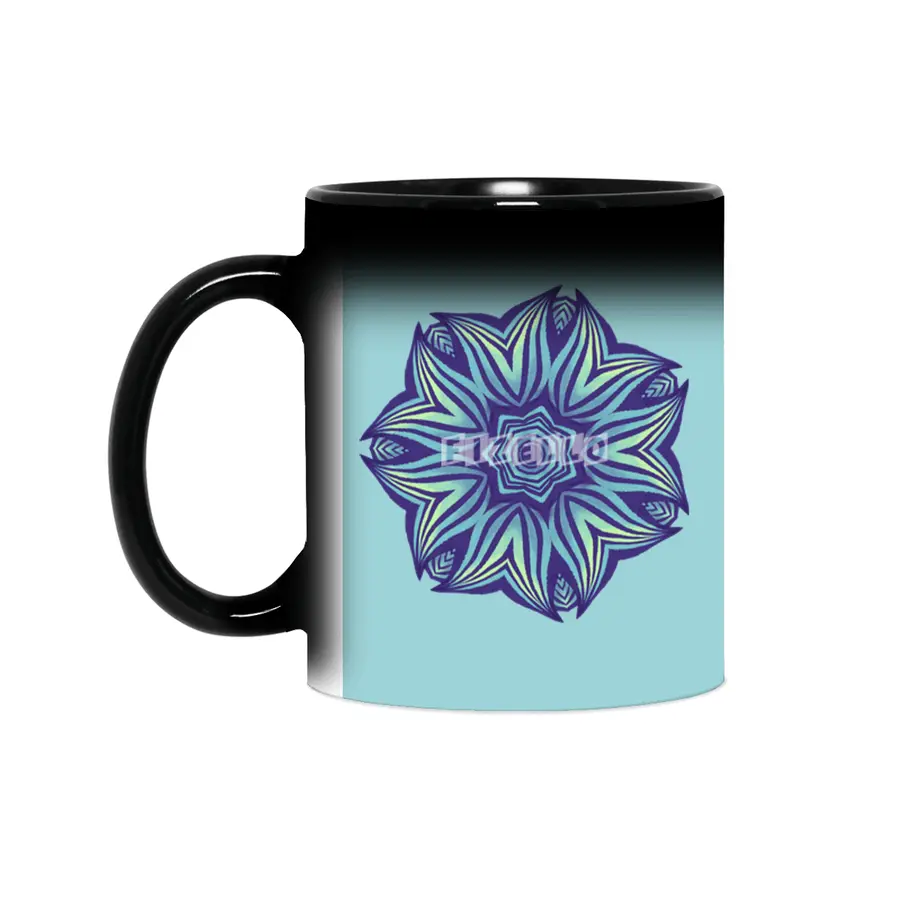 Abstract Flower Mandala Purple Blue Kaleidoscopic Art Sihirli Kupa