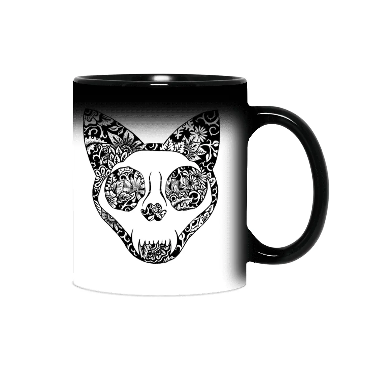 Cat Skull Flower Garden Sihirli Kupa