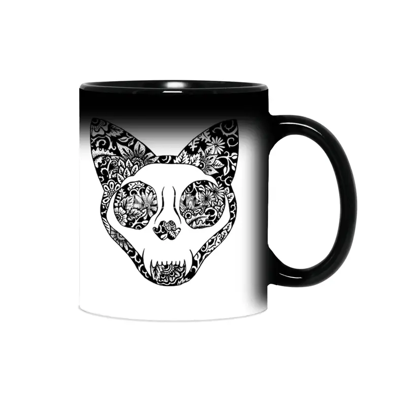 Cat Skull Flower Garden Sihirli Kupa