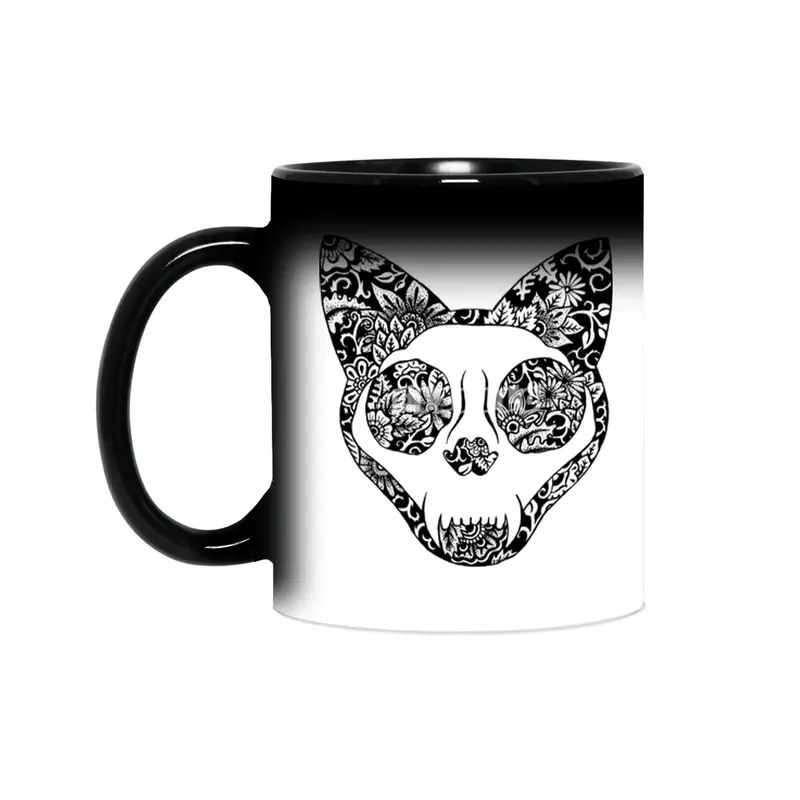 Cat Skull Flower Garden Sihirli Kupa