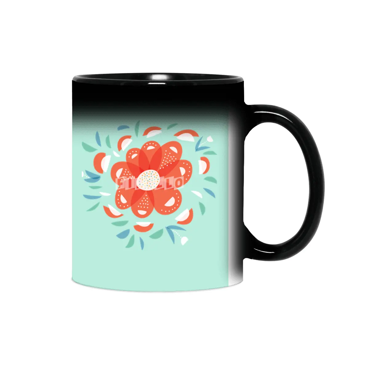 Abstract Whimsical Red Flower Sihirli Kupa