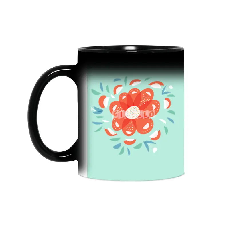 Abstract Whimsical Red Flower Sihirli Kupa