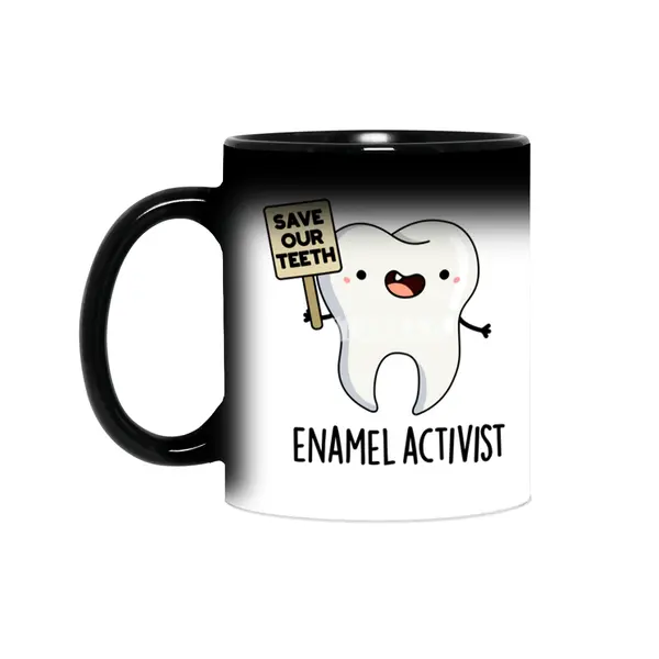 Enamel Activist Cute Dental Tooth Pun Sihirli Kupa