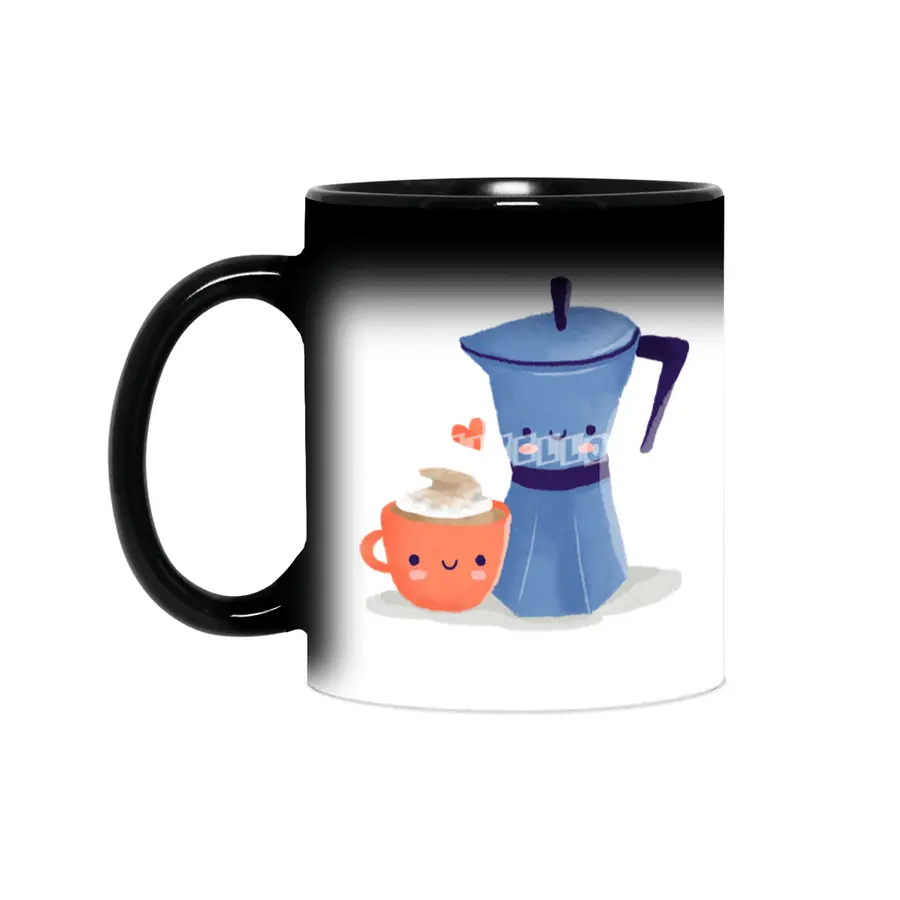 Cute coffee couple illustration Sihirli Kupa