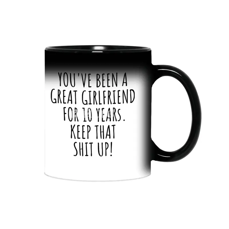 10 Years Anniversary Girlfriend Funny Gift for GF 10th Dating Relationship Couple Together Sihirli Kupa