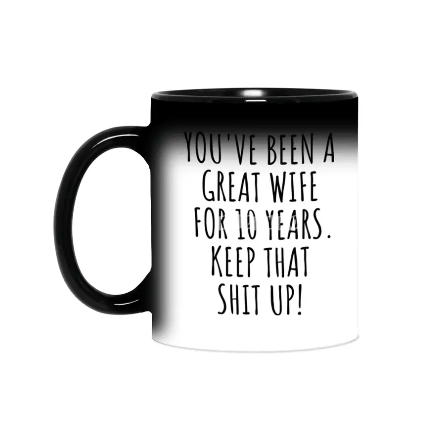 10 Years Anniversary Wife Funny Gift for 10th Wedding Relationship Couple Marriage Sihirli Kupa