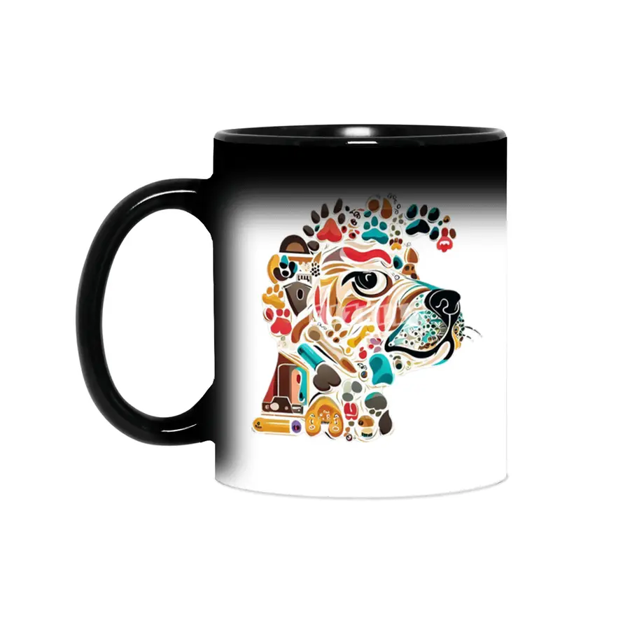 Paw Print Collage: Dog Lover's Delight Sihirli Kupa